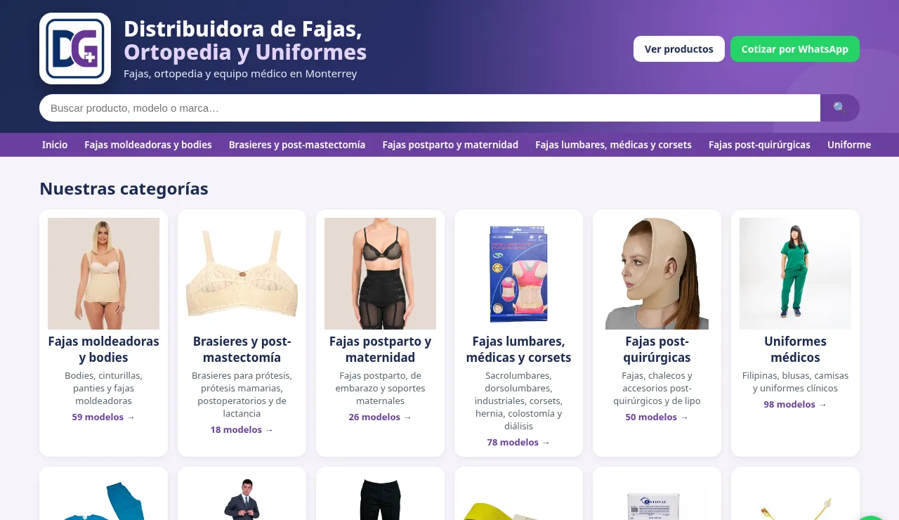 Página de inicio de Distribuidora de Fajas, Ortopedia y Uniformes